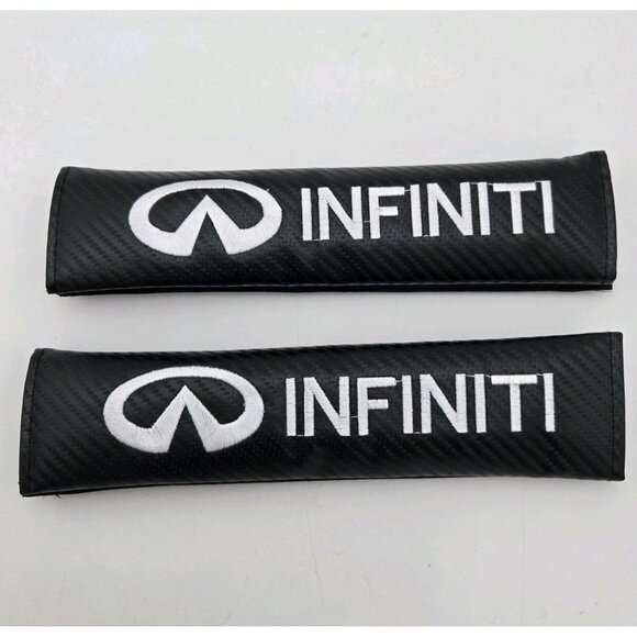 2PCS Seat Belt Cover Shoulder Pads Protector Black White Logi for INFINITI New - Picture 1 of 6